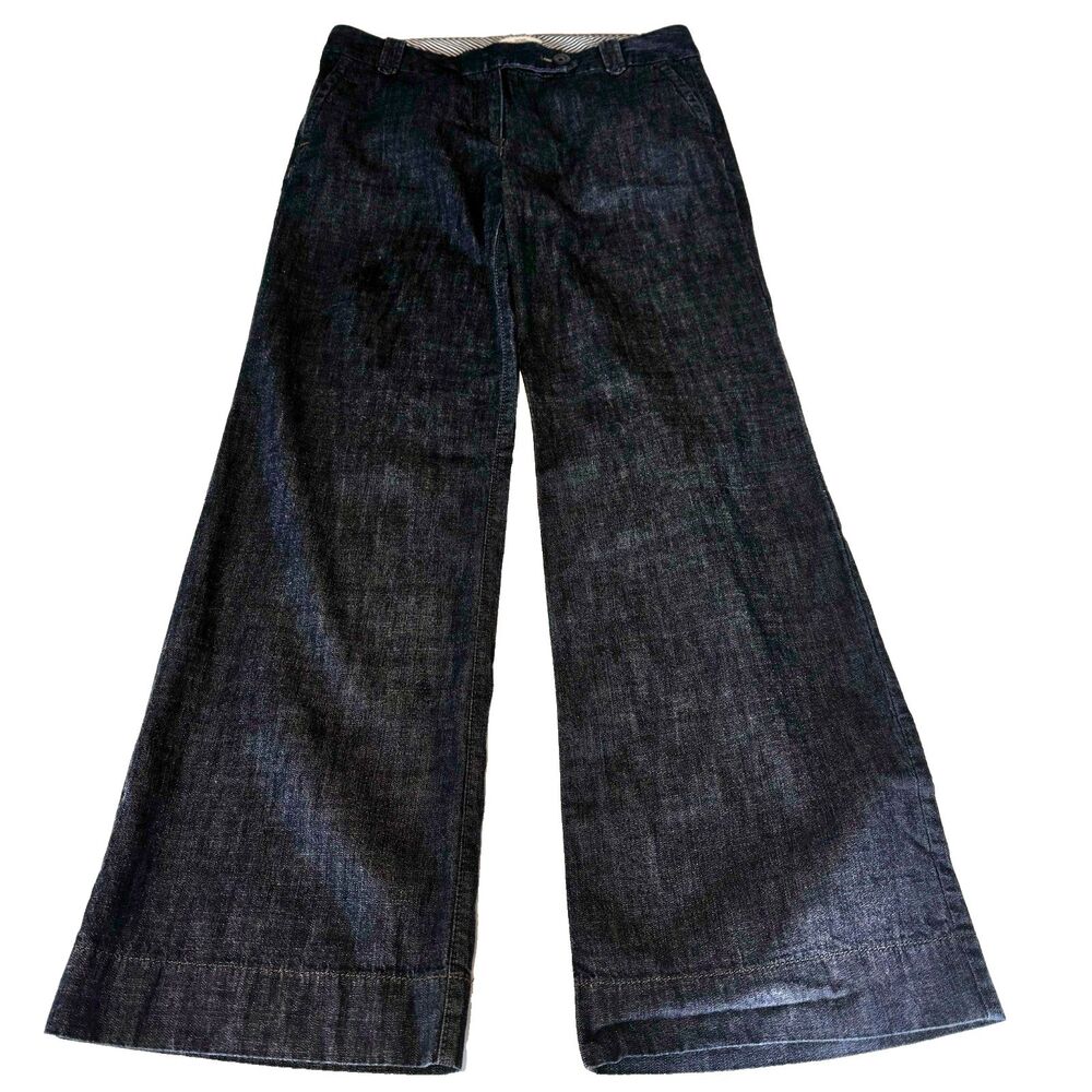 Ann Taylor LOFT Womens Dark Wash Wide Leg Denim Trouser Jeans Size 6 Marisa